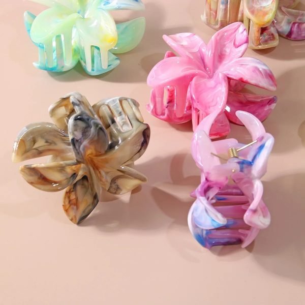 Pinces à Cheveux Fleur en Marbre – Image 2