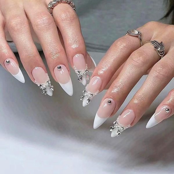 Faux Ongles Perle et Nœud - Extra Longs 24 pcs – Image 2