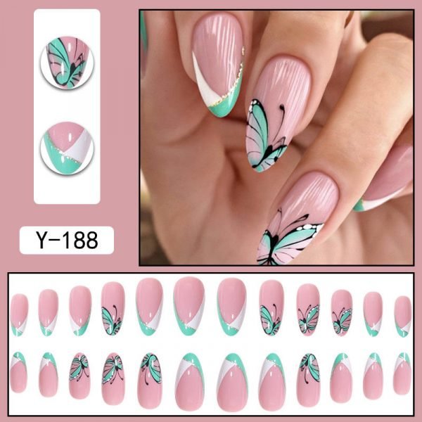 Faux Ongles Motif Papillon - Courbe 24 pcs