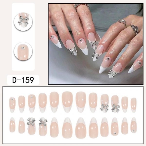 Faux Ongles Perle et Nœud - Extra Longs 24 pcs