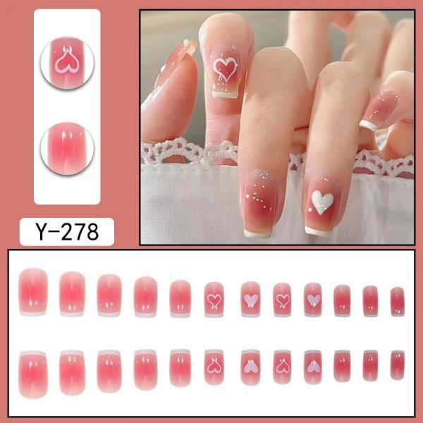 Faux Ongles Motif Cœur - Carré 24 pcs
