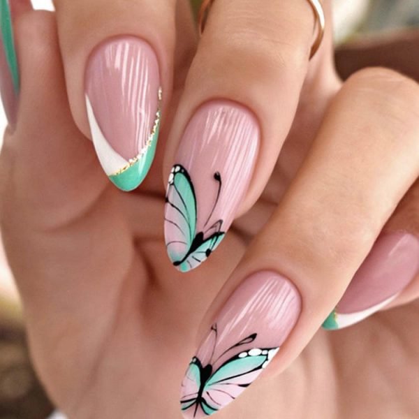 Faux Ongles Motif Papillon - Courbe 24 pcs – Image 2