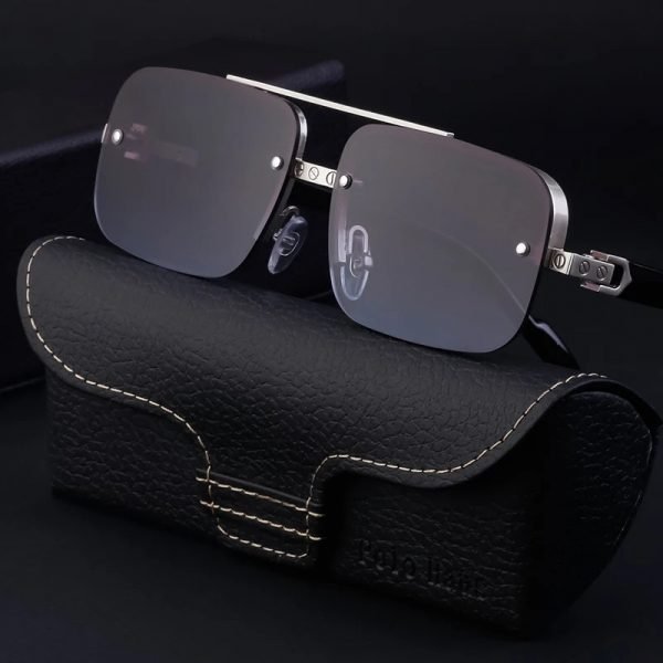 Lunettes de Soleil Rétro Vintage Designer Métal Semi-sans Monture – Image 2