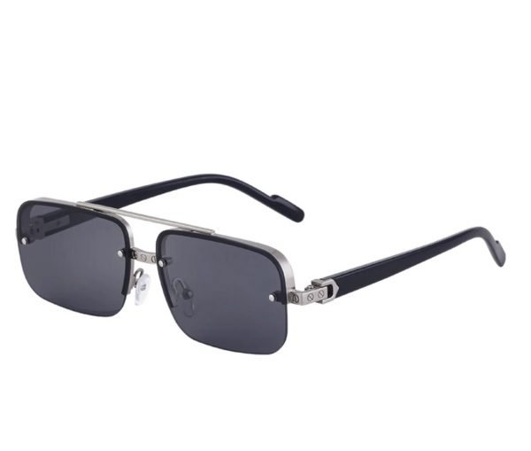 Lunettes de Soleil Rétro Vintage Designer Métal Semi-sans Monture – Image 3