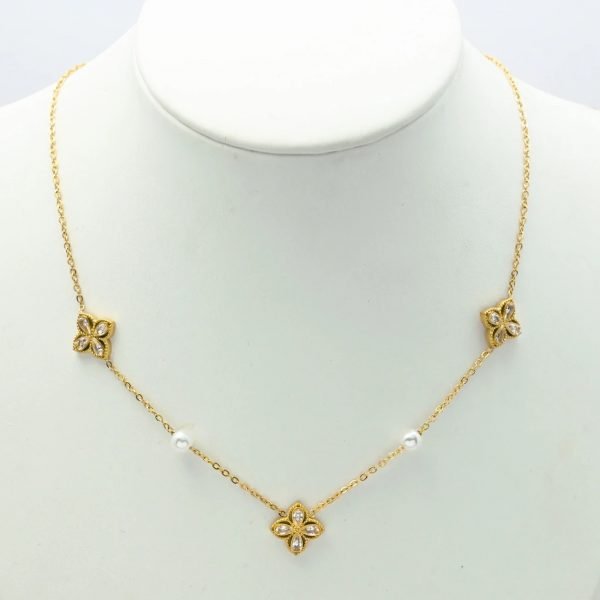 Ensemble Collier et Boucles d'Oreilles Trèfle en Acier Inoxydable – Image 2