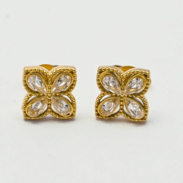 Ensemble Collier et Boucles d'Oreilles Trèfle en Acier Inoxydable – Image 3