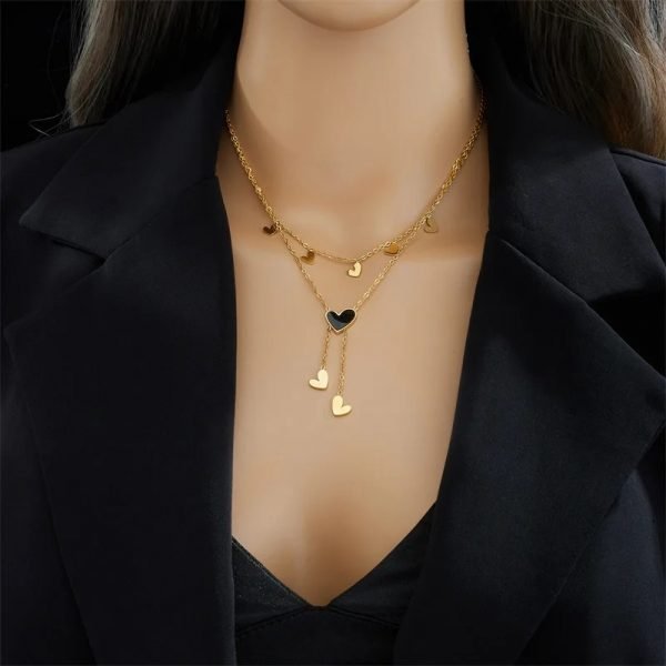 Collier en acier inoxydable avec pendentif coeur goutte à goutte – Image 2