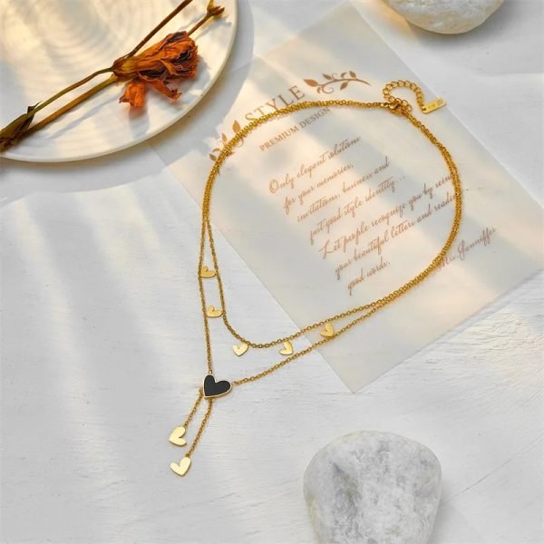 Collier en acier inoxydable avec pendentif coeur goutte à goutte – Image 3