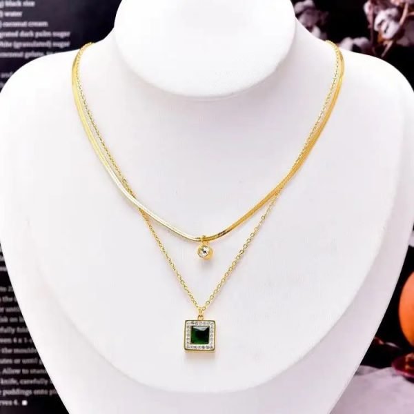 Collier pendentif serpent chaîne plate double couche – Image 5