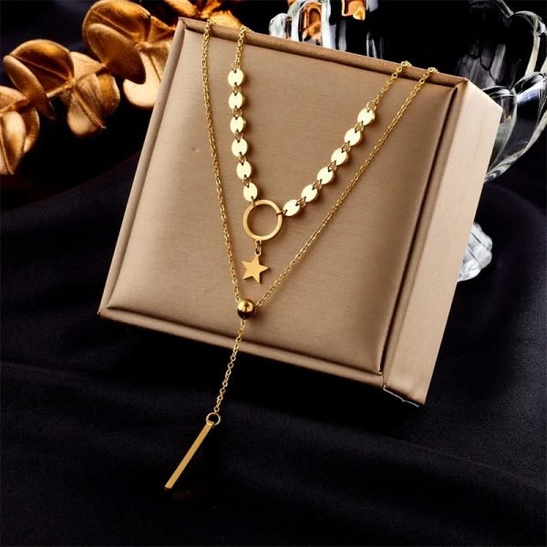 Collier ras du cou étoile en acier inoxydable multicouche – Image 2