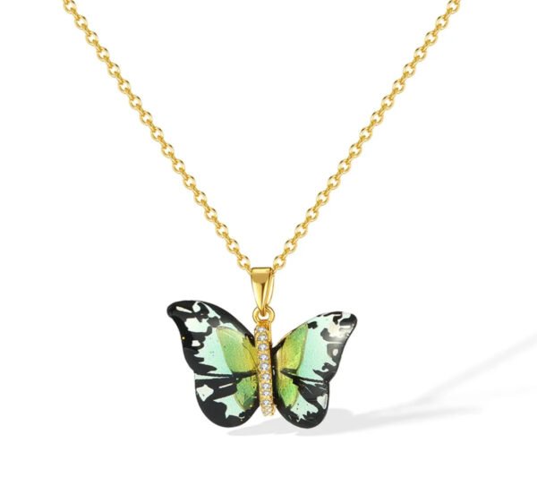 Collier Papillon en Acier Inoxydable avec Strass Dégradés – Image 4