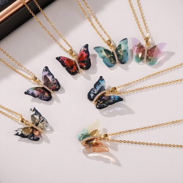 Collier Papillon en Acier Inoxydable avec Strass Dégradés