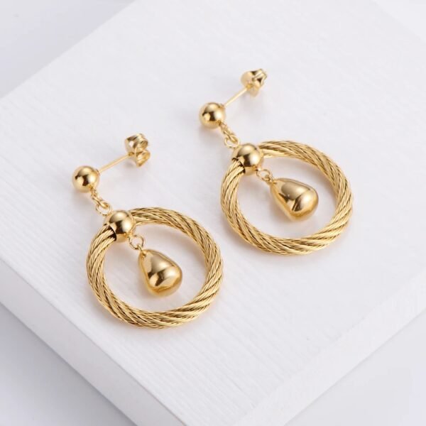 Parure de Bijoux - Boucles d'Oreilles Créoles et Collier en Acier Inoxydable – Image 4