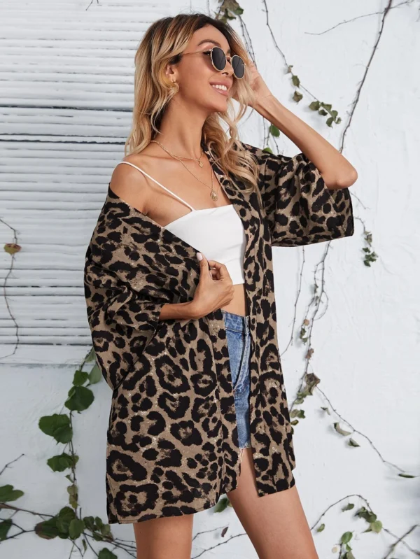 SHEIN VCAY Kimono mousseline léopard – Image 3