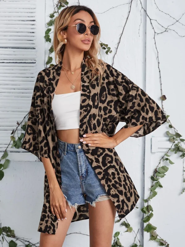 SHEIN VCAY Kimono mousseline léopard