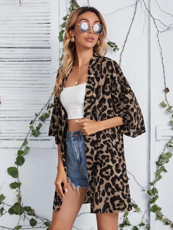 SHEIN VCAY Kimono mousseline léopard – Image 5
