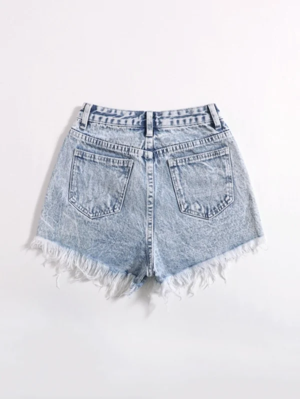SHEIN EZwear Short jean ourlet effiloché – Image 2