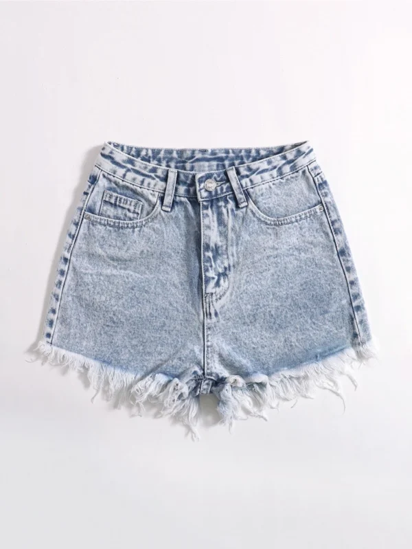 SHEIN EZwear Short jean ourlet effiloché – Image 4