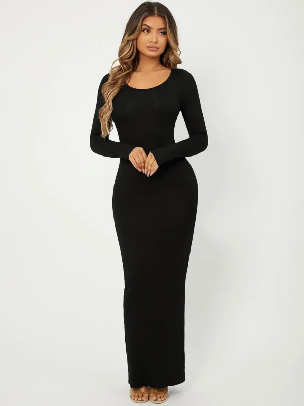 SHEIN SXY Robe moulante unicolore longue – Image 3