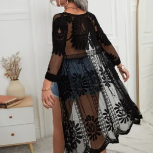 SHEIN Swim KimonoTulle brodé