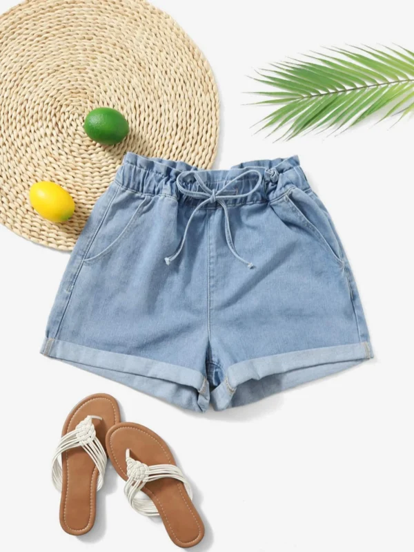 SHEIN Holidaya Short jean nœudDélavé