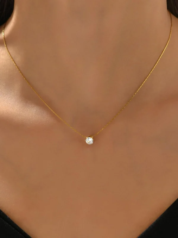 1 pièce Collier en acier inoxydable avec nœud en bambou