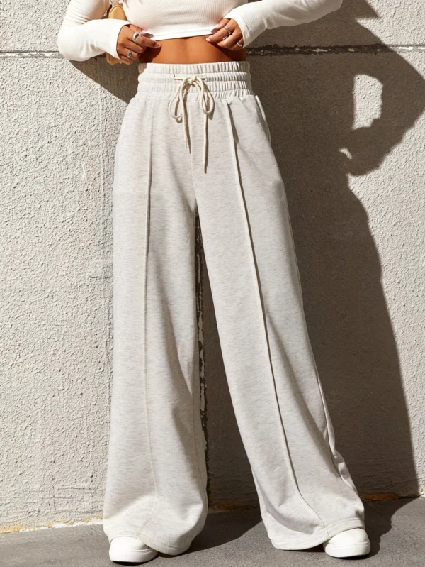 SHEIN EZwear Pantalon ample unicolore cordon