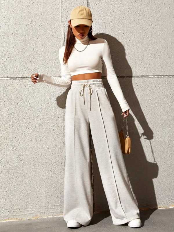 SHEIN EZwear Pantalon ample unicolore cordon – Image 3