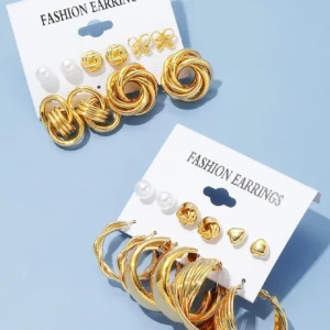 11 paires/set Boucles d’oreilles avec faux perles