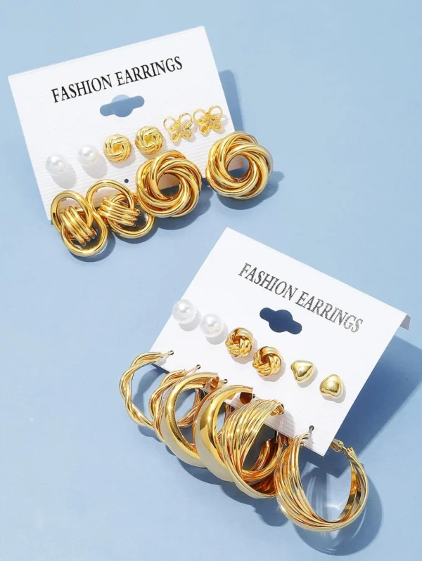 11 paires/set Boucles d'oreilles avec faux perles – Image 2