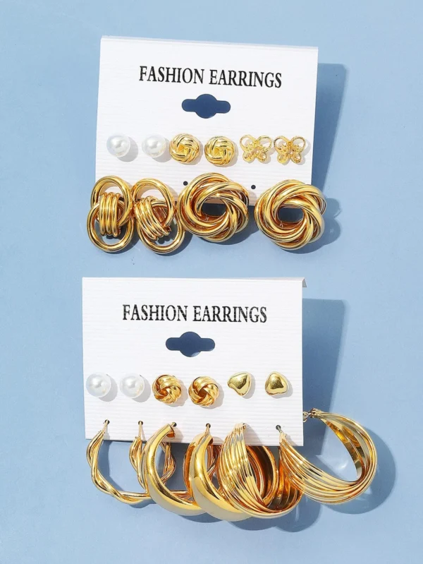 11 paires/set Boucles d'oreilles avec faux perles – Image 5