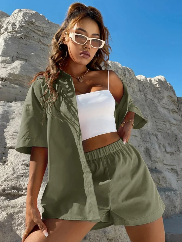 SHEIN MOOSTA Chemise unicolore & Short