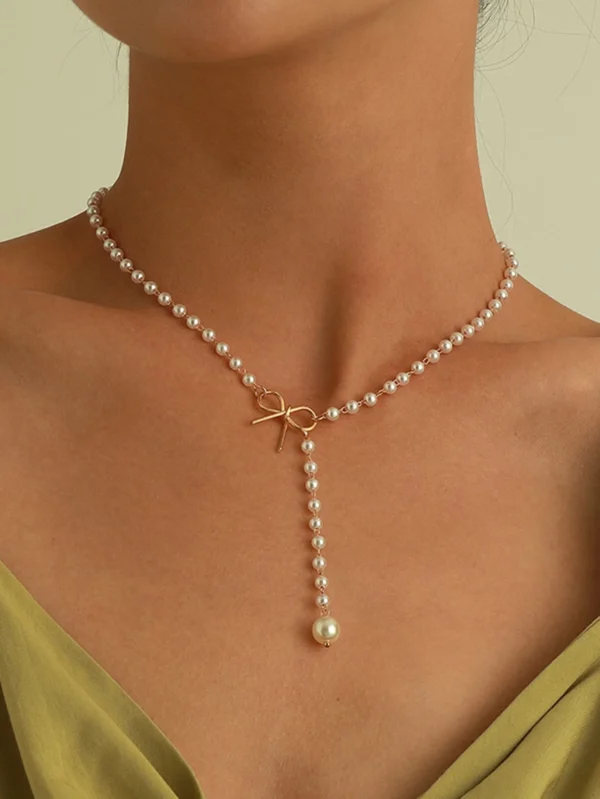 1 pièce Collier pendentif élégant avec nœud – Image 3