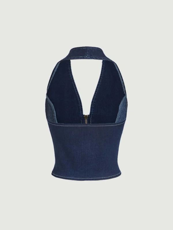 SHEIN MODTop jean zippéDos-nu – Image 2