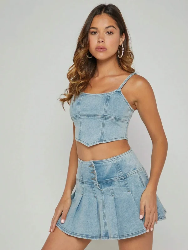 Denimoi EnsembleTop cami et jupe – Image 3