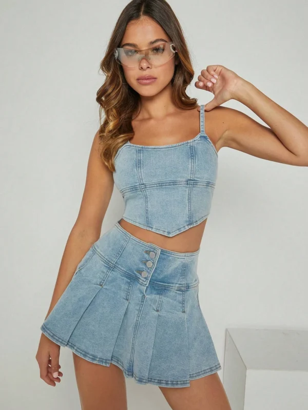 Denimoi EnsembleTop cami et jupe – Image 5