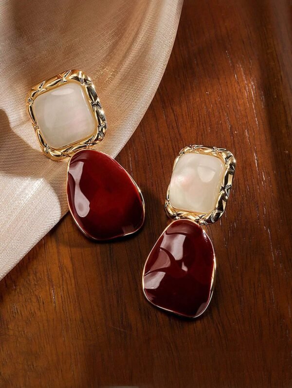 1 paire Pendants d'oreilles en alliage de zinc carré
