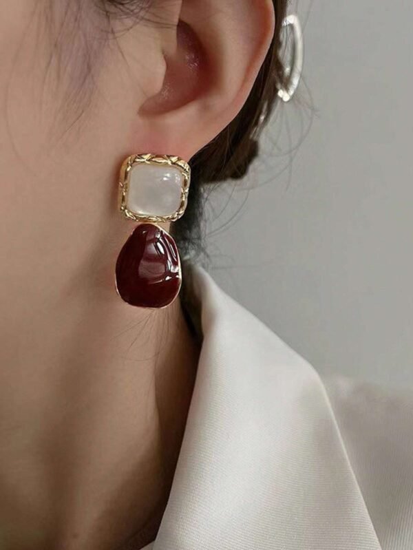 1 paire Pendants d'oreilles en alliage de zinc carré – Image 2
