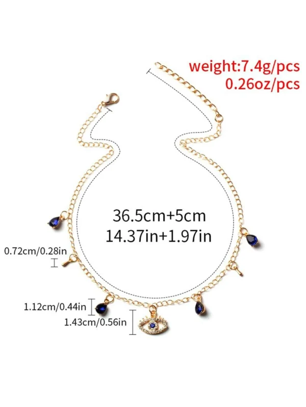 1 pièce Collier à pendentif en alliage à strass œil – Image 5