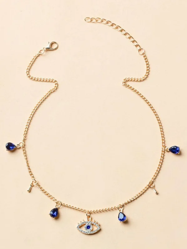1 pièce Collier à pendentif en alliage à strass œil – Image 4