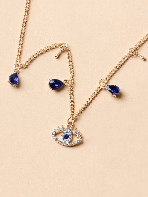 1 pièce Collier à pendentif en alliage à strass œil – Image 3