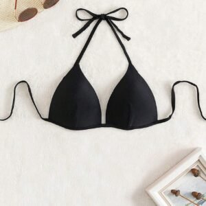 SHEIN Swim Haut bikini uni ras-du-cou