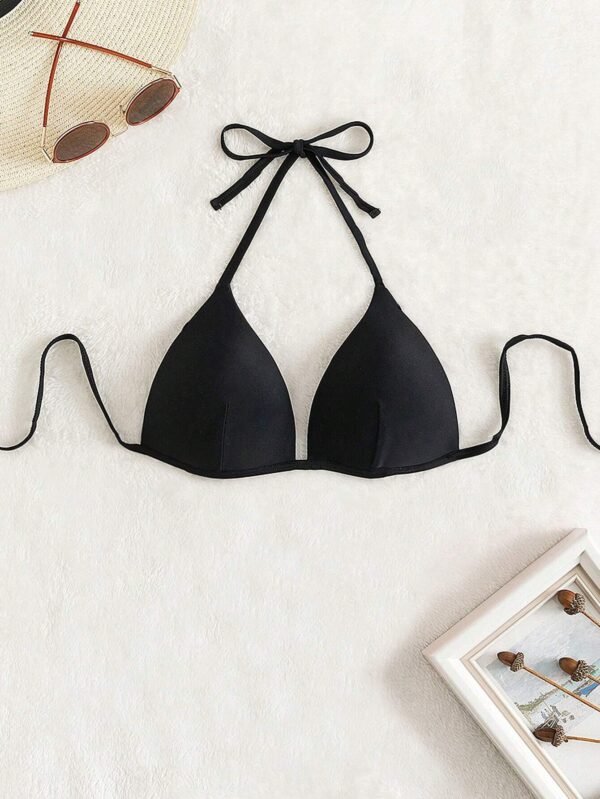 SHEIN Swim Haut bikini uni ras-du-cou