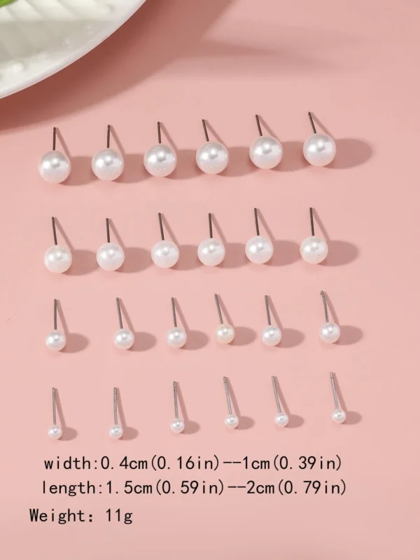 12 Paires/set Boucles D'oreilles À Tête De Perle – Image 3