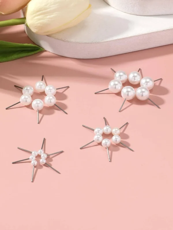 12 Paires/set Boucles D'oreilles À Tête De Perle – Image 2