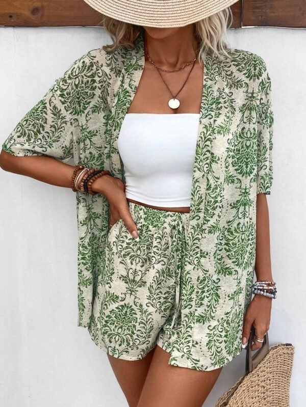 SHEIN VCAY Ensemble kimonoTropical et short – Image 3