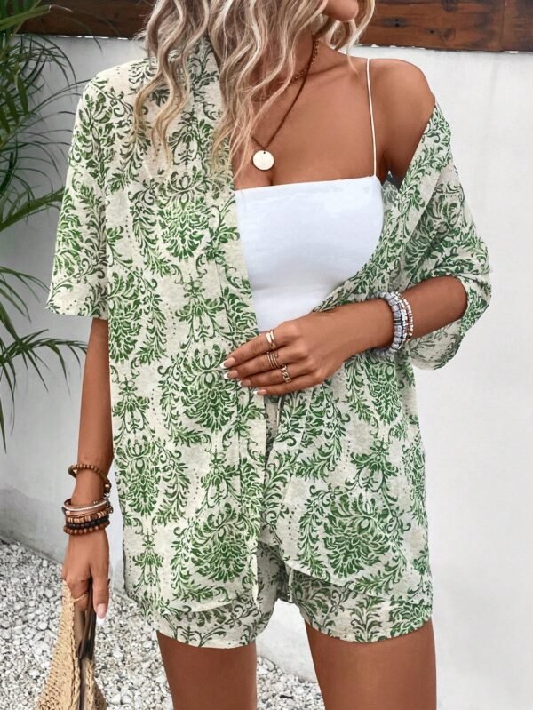 SHEIN VCAY Ensemble kimonoTropical et short – Image 4