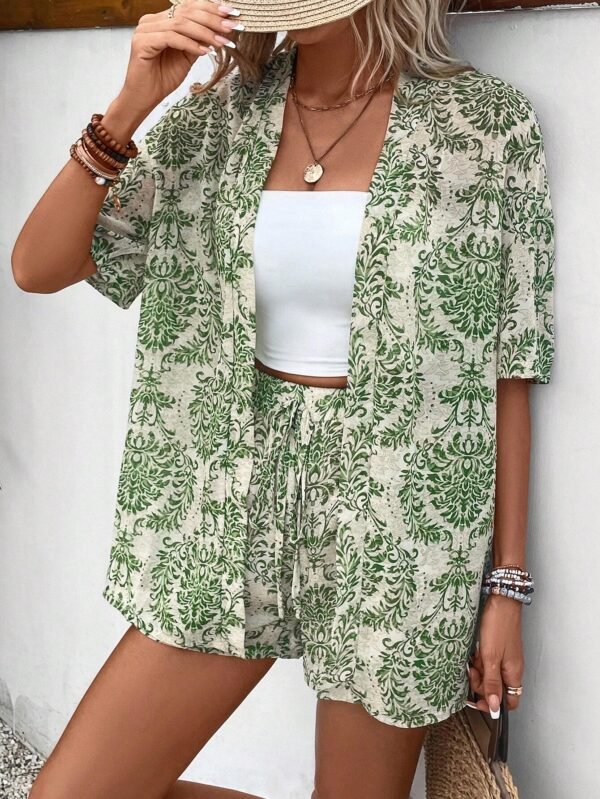 SHEIN VCAY Ensemble kimonoTropical et short – Image 5