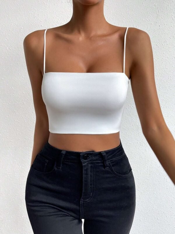 SHEIN Relaxiva Top À Fines Brides Court Unicolore – Image 5