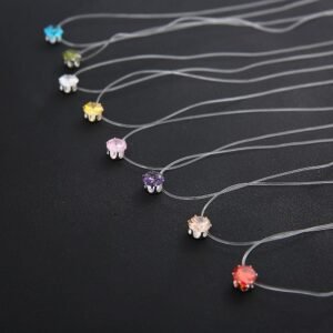 Collier À La Mode Minimaliste Blanc Diamant